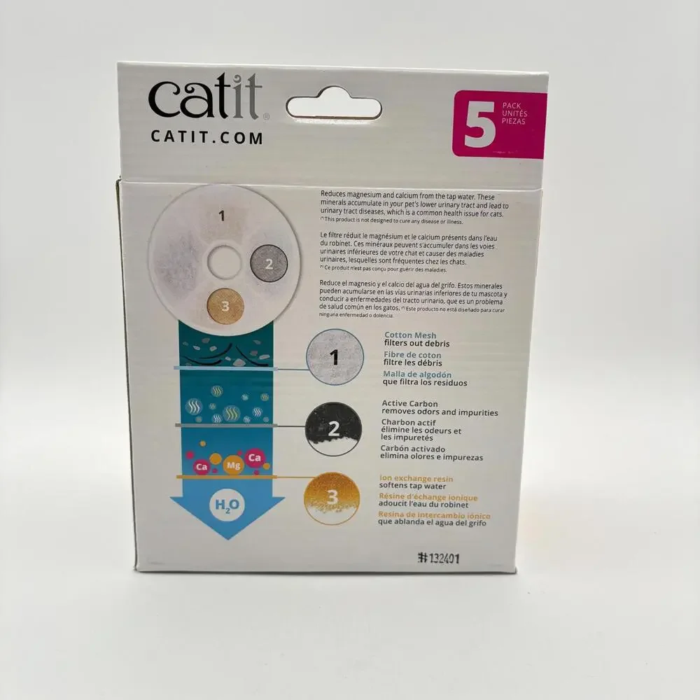 Catit Senses Flower Fountain Triple Action Drinking Water Filters Value 5 Pack